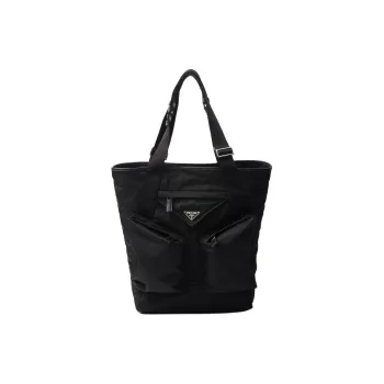 PRADA Nylon And Leather Tote Bag Shopping Bag Shoulder Bag Handbag Women's Black