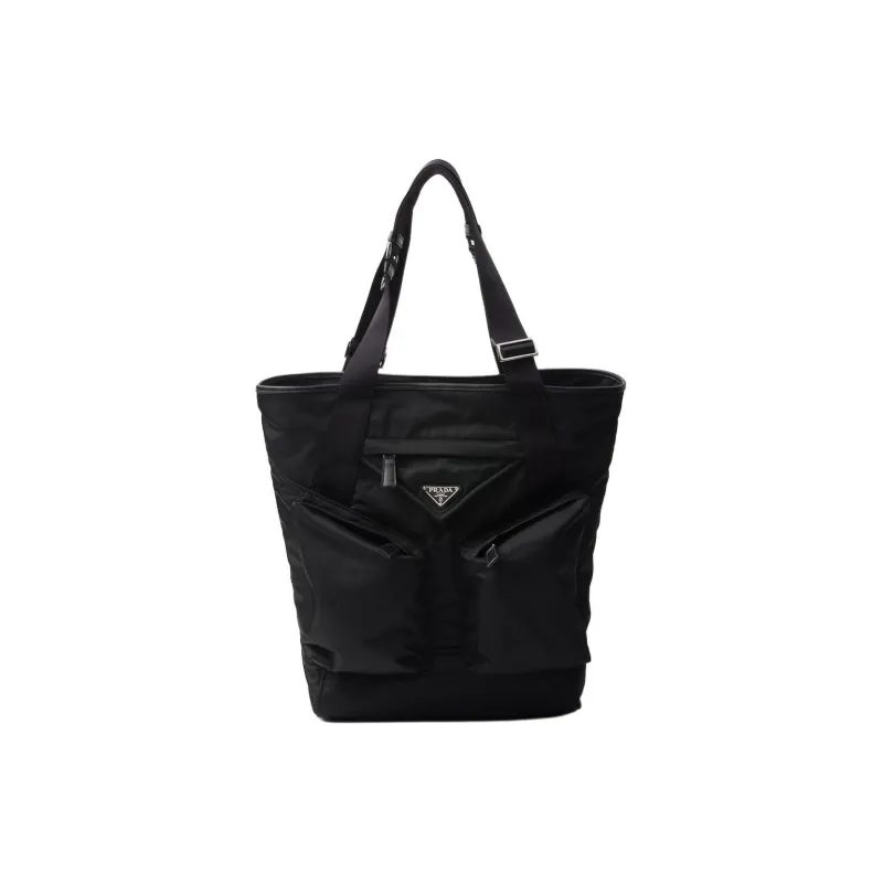 PRADA Nylon And Leather Tote Bag Shopping Bag Shoulder Bag Handbag Women's Black-0