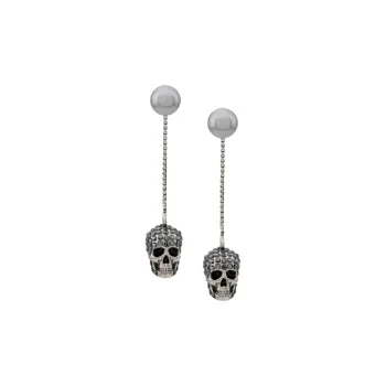 Alexander McQueen Pave Skull Chain Earrings