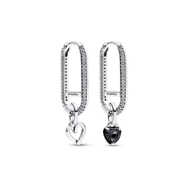Pandora 925 Sterling Silver Glass Synthetic Cubic Zirconia Earrings Women's Blue/Black-1