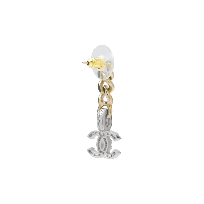 CHANEL Metal Rhinestone Earrings Women's-2