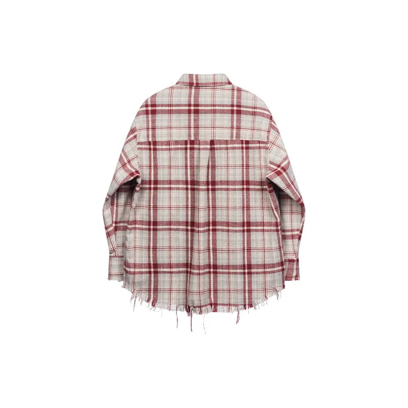 MODITEC Shirt Unisex Red White Plaid-1