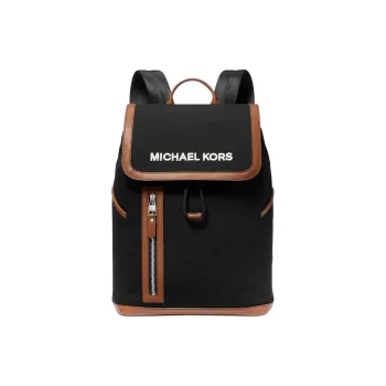 MICHAEL KORS Fabric Bonded Split Cow Leather Backpack Men's Black & Chestnut