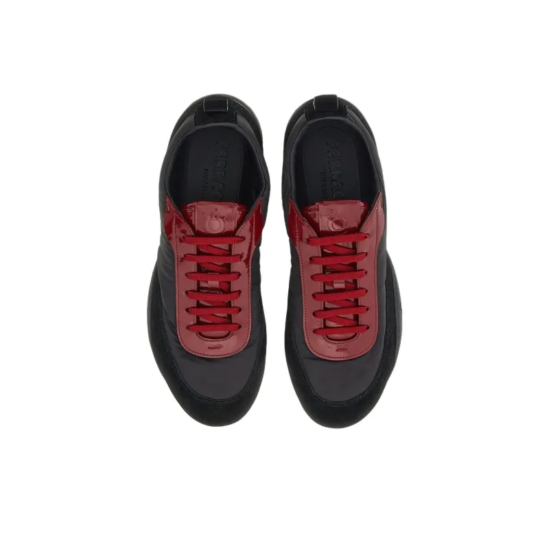 FERRAGAMO Low Top Casual Shoes Men's Black Red-3