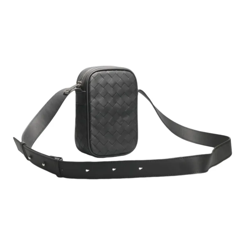 CMLZIUA Top Grain Cow Leather Crossbody Bag Large Size Unisex Black/Blue-4