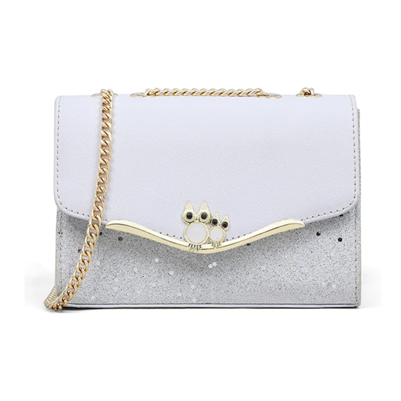 COMELY Cow Leather Patchwork Synthetic Leather Shoulder Bag Crossbody Bag Chain Pack Regular Women's White/Black-1