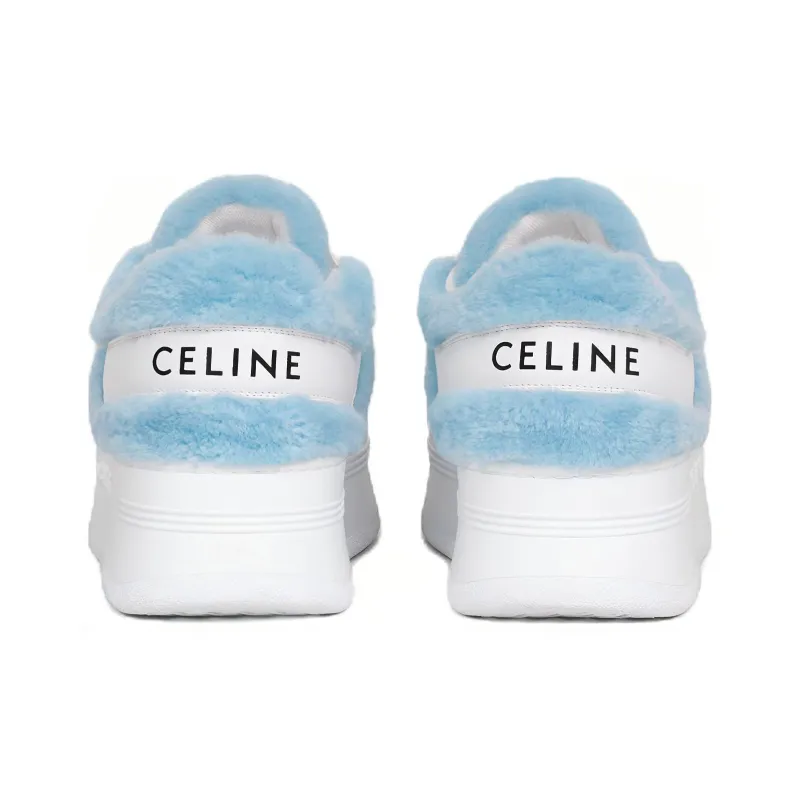 CELINE Block Low Top Stylish Skateboarding Shoes Women's White Blue-2