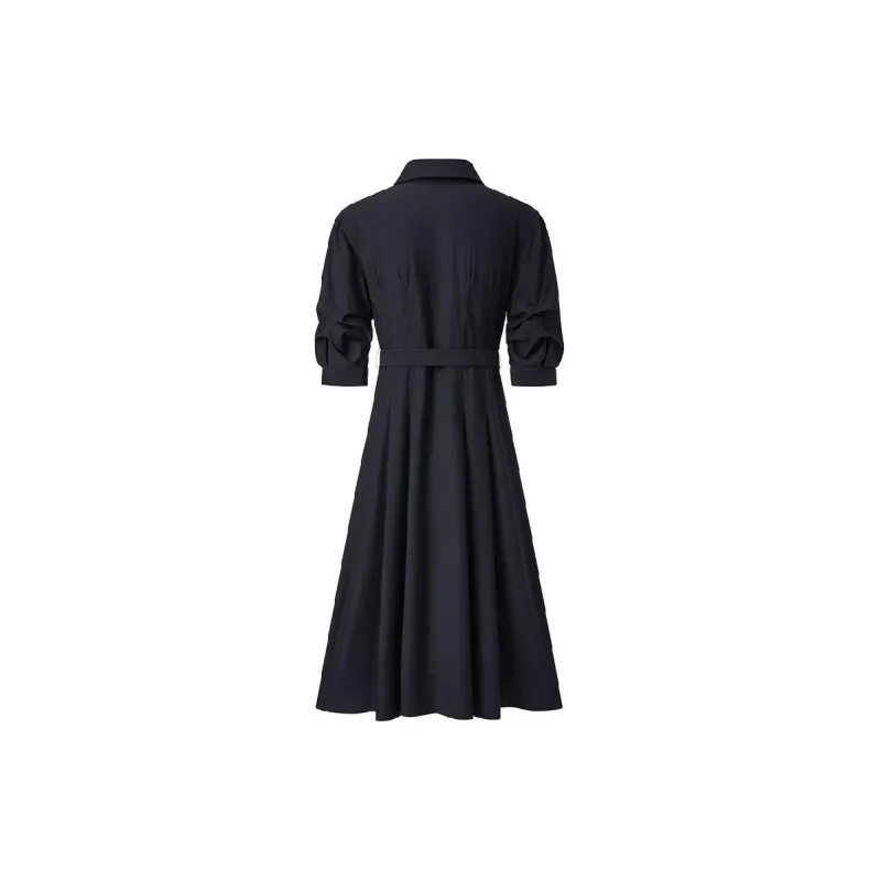 PEACEBIRD Long Sleeved Dress Women's Black-1