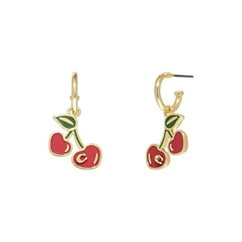 COACH Hoop Earrings Women's Gold/Red