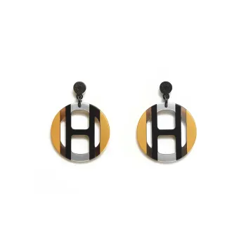 HERMES Horn Earrings Women's Brown