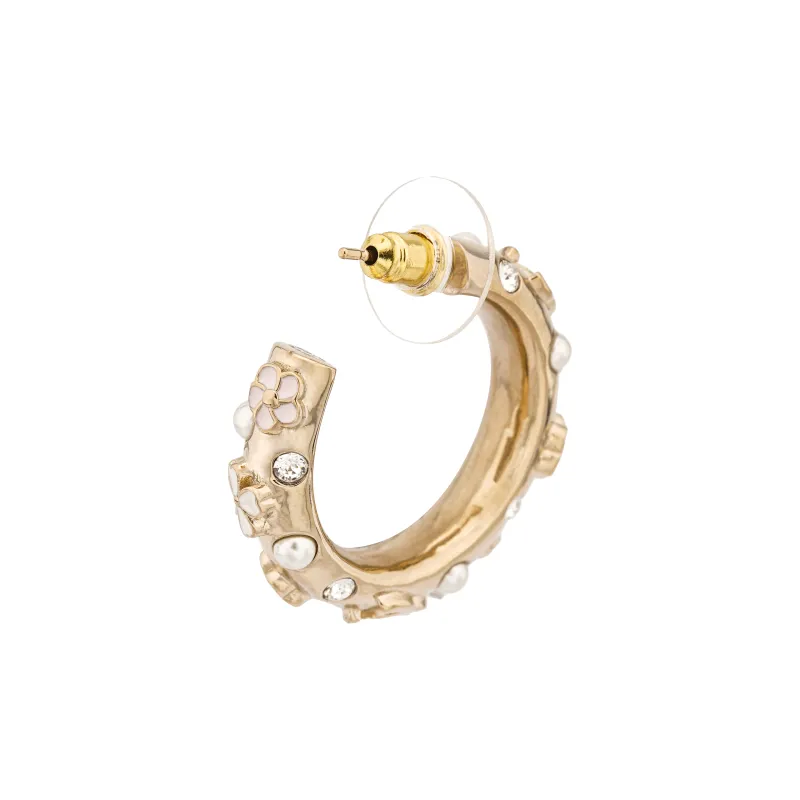 CHANEL Hoop Earrings Women's Gold-1