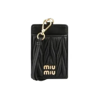 MIU MIU Leather Card Holder Women's Black