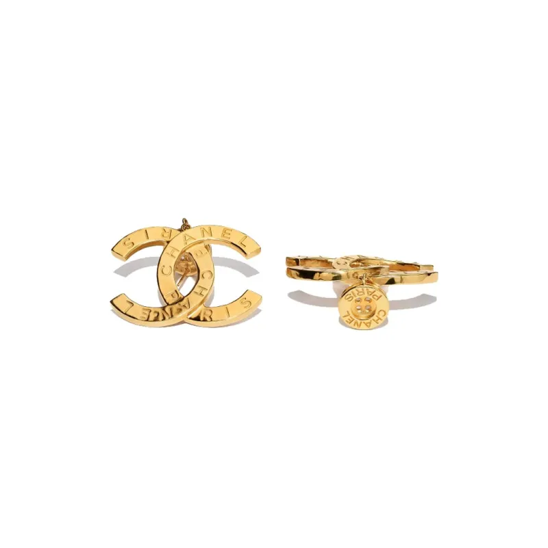 CHANEL Paris Button Earrings Large-1