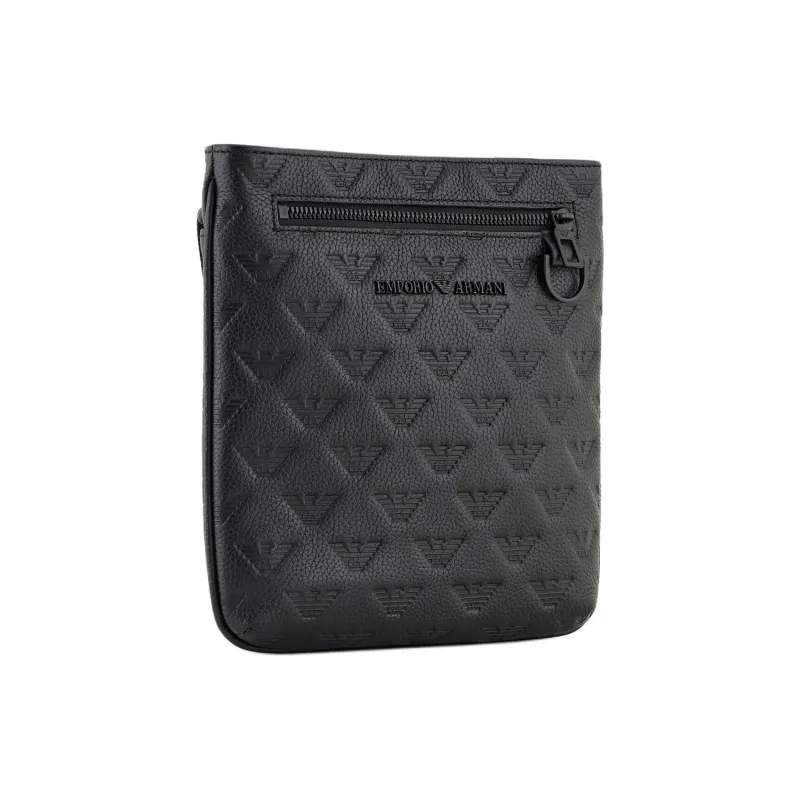 EMPORIO ARMANI Cow Leather Shoulder Bag Unisex Black-2