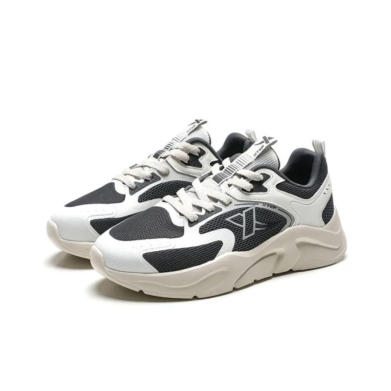 XTEP Chunky Sneakers Men Low Top Charcoal Gray/Sail White-2