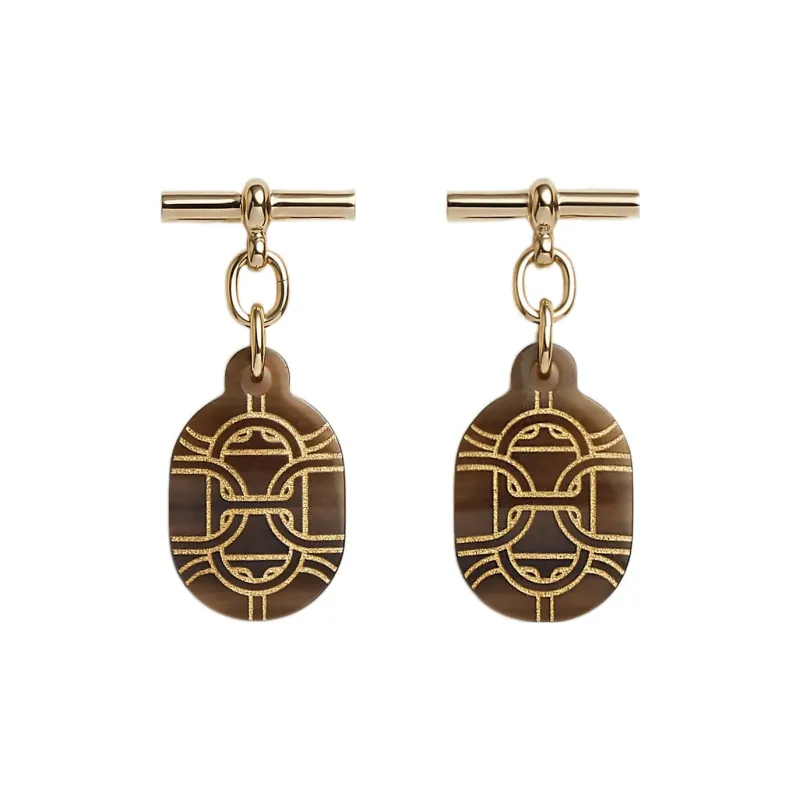 HERMES Chaine D'Ancre Earrings Women's Gilded Color-0