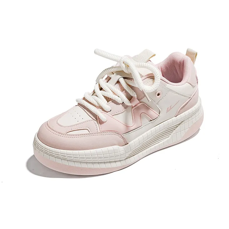 Warrior Cushioning Wear Resistant Low Top Skateboard Shoes Women's Beige Pink-1