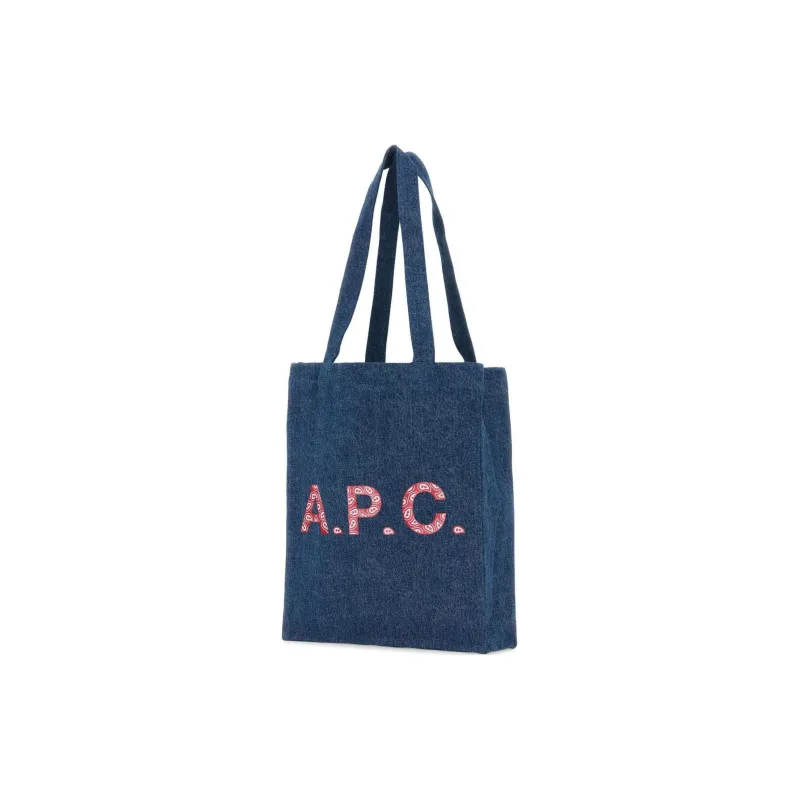 A.P.C Logo Printed Denim Tote Bag-1