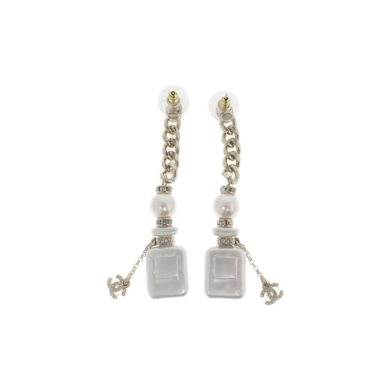 CHANEL Earrings Women's Gold, White-1