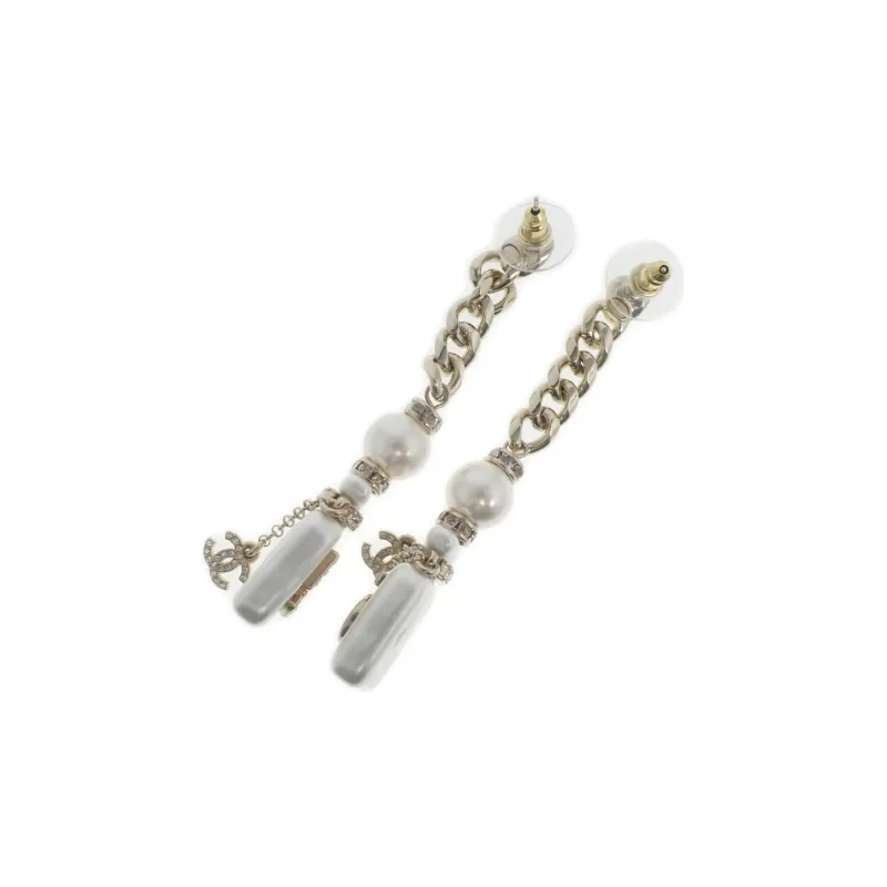 CHANEL Earrings Women's Gold, White-2