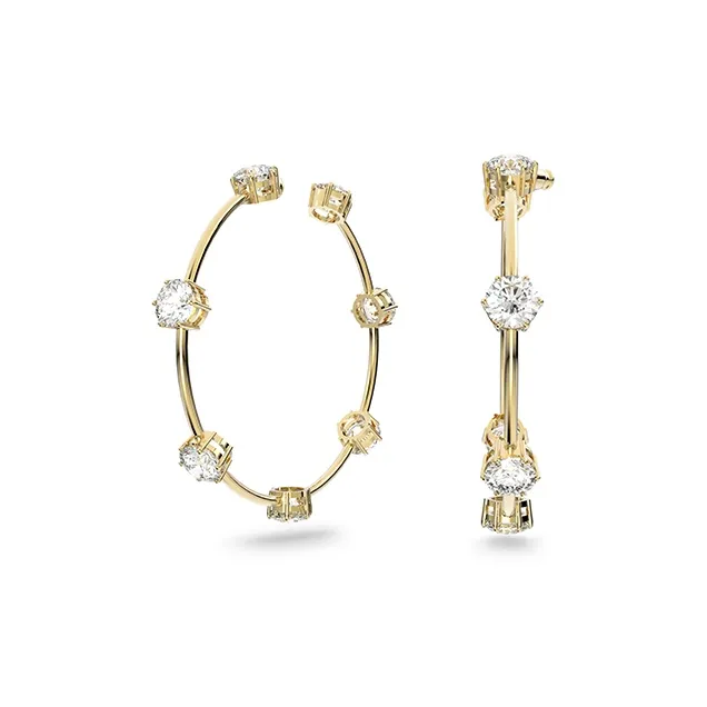Swarovski Gold Tone Plated Earrings Women's White-1