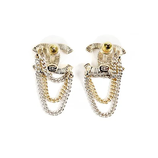 CHANEL Earrings Women's Gold And Silver Two Tone-2