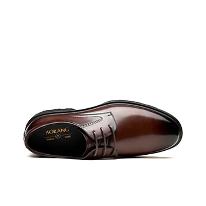 AOKANG Dress Shoes Men Low Top Russet/Black-2