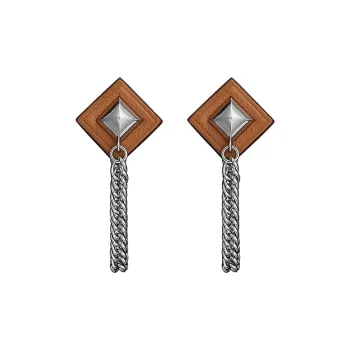 HERMES Earrings Women's Gold Brown