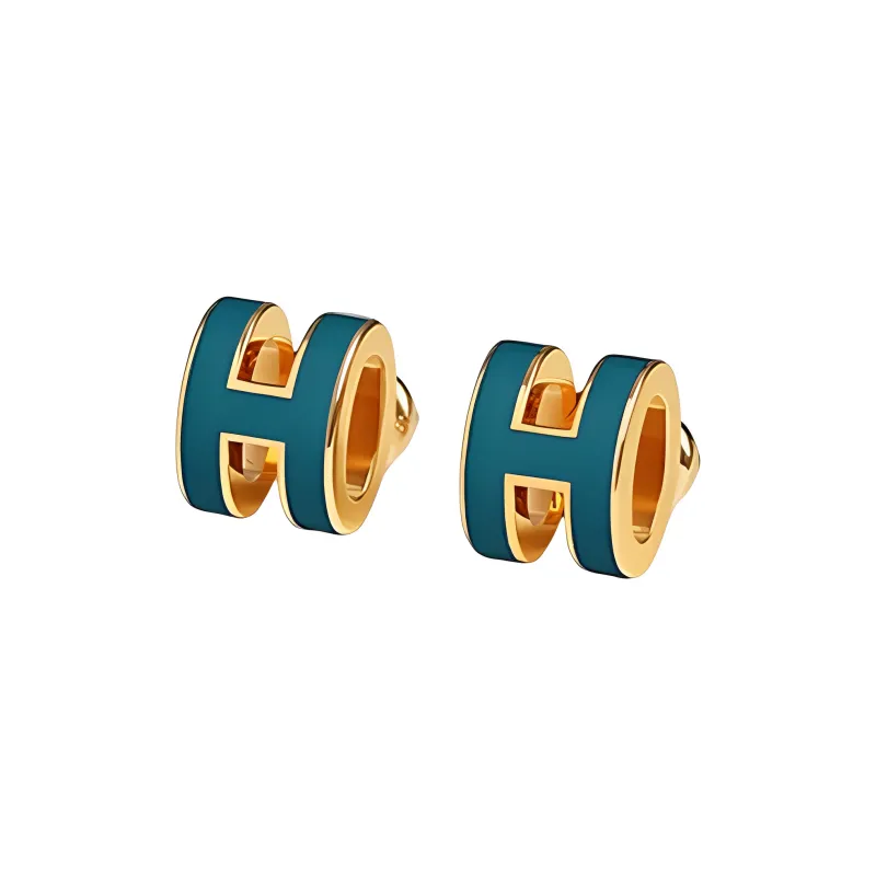 HERMES Gold Plated Earrings Unisex-0