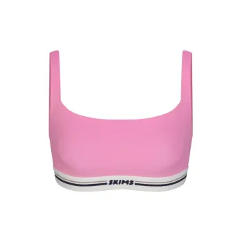 SKIMS FITS EVERYBODY Series LOGO STRAIGHT NECK BRALETTE Bra Women's SUGAR PINK/Candy Pink