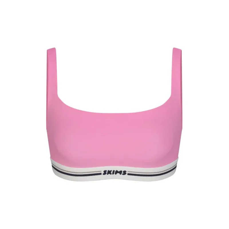 SKIMS FITS EVERYBODY Series LOGO STRAIGHT NECK BRALETTE Bra Women's SUGAR PINK/Candy Pink-0