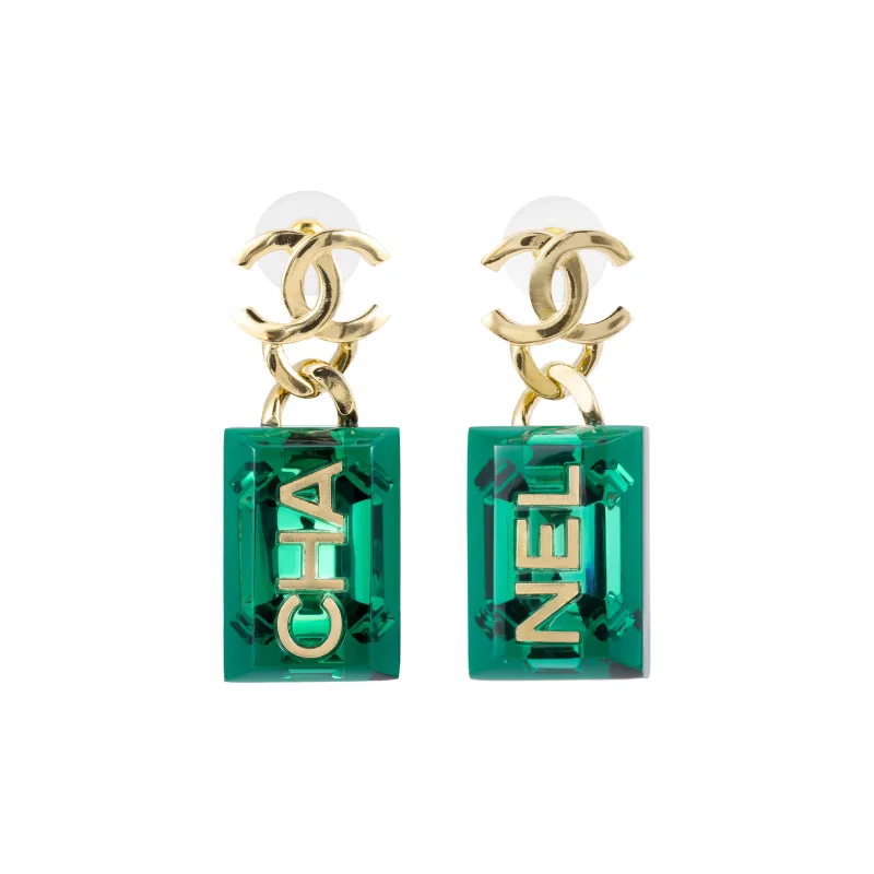 CHANEL Earrings Women's Green-1