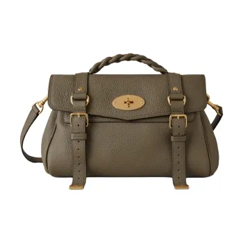 Mulberry Alexa Grained Cow Leather Shoulder Bag Crossbody Bag Handbag Women's Linen Green