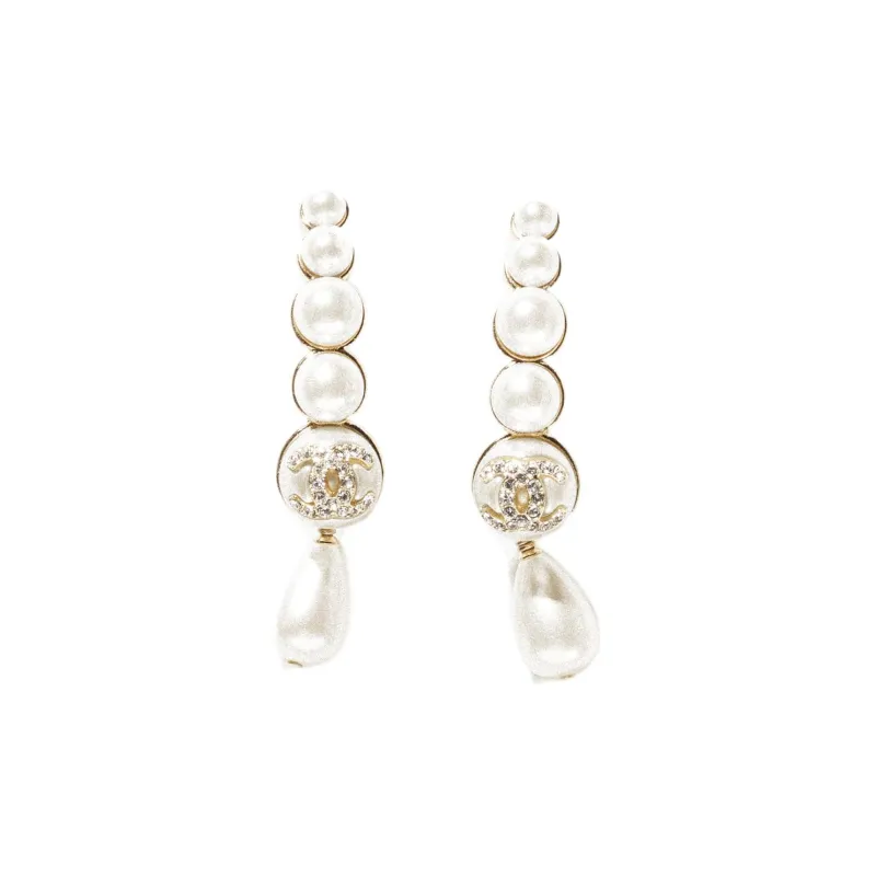 CHANEL Earrings Women's Gold, White-0