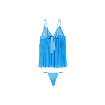 Victoria's Secret VERY SEXY Pleated Babydoll Set Pajama Set Women's Capri Blue