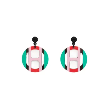HERMES Ox Horn Earrings Women's Multicolor