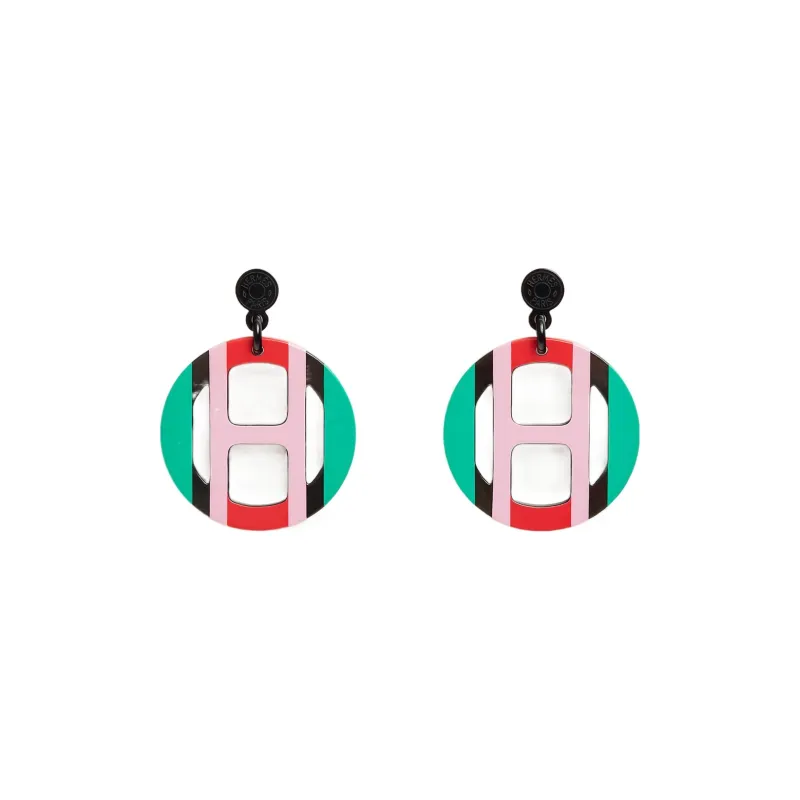 HERMES Ox Horn Earrings Women's Multicolor-0