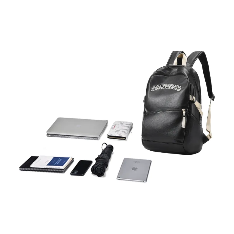 DRACONITE PU Students Backpack Regular Unisex Obsidian Black-4