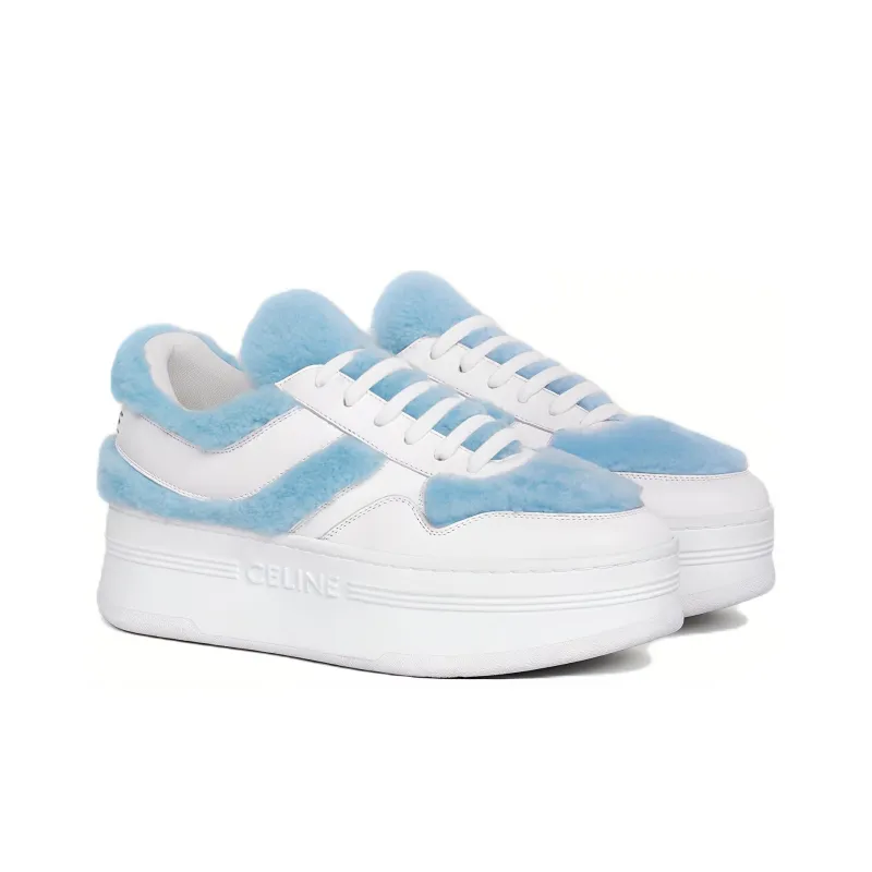 CELINE Block Low Top Stylish Skateboarding Shoes Women's White Blue-1