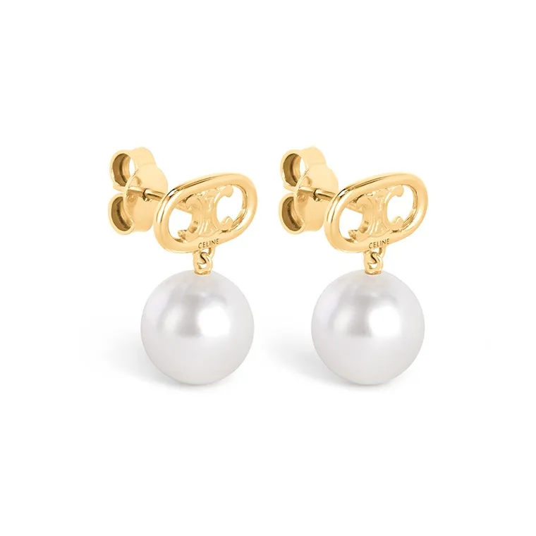CELINE Les Perles CELINE Earrings In Brass With Gold Finish And Glass Pearls-1