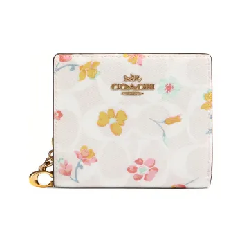 COACH Snap Wallet Leather Card Holders Clutches Wallets Women's White