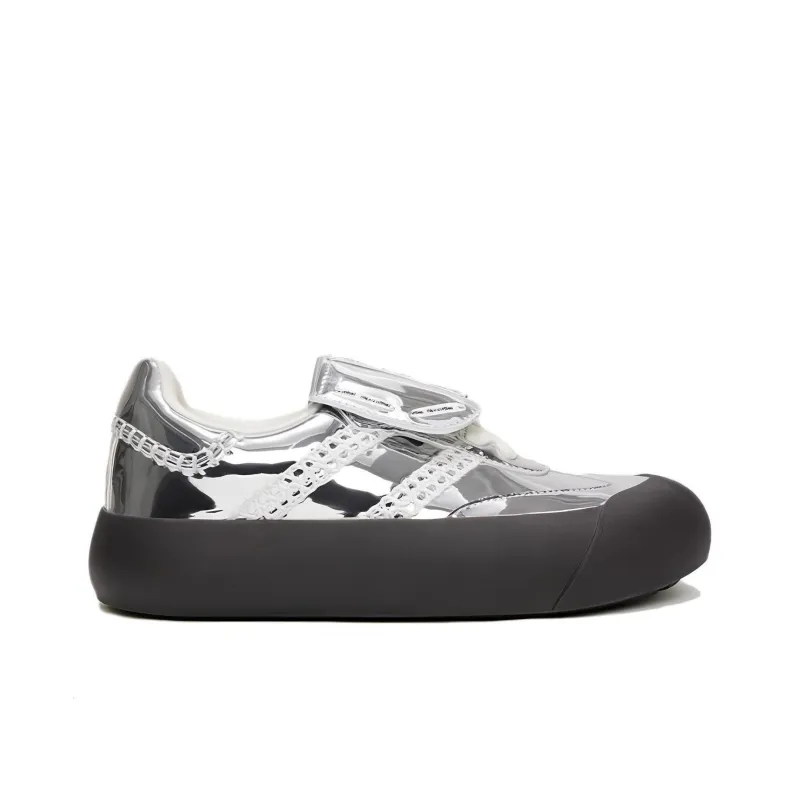 GOOD BAI DUM DUM Low Top Skateboard Shoes Unisex Silver-1