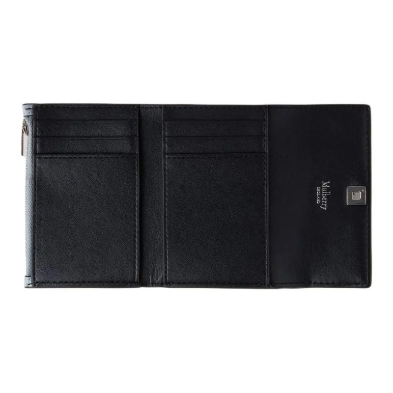 Mulberry Grain Leather Wallet Women's Blue Poplin-1
