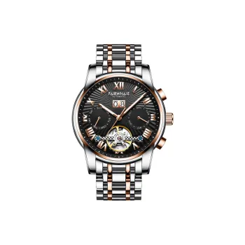 FAIRWHALE Starlight Collection Mechanical Movement Stainless Steel Watchband Watch Men's Watches Black Dial