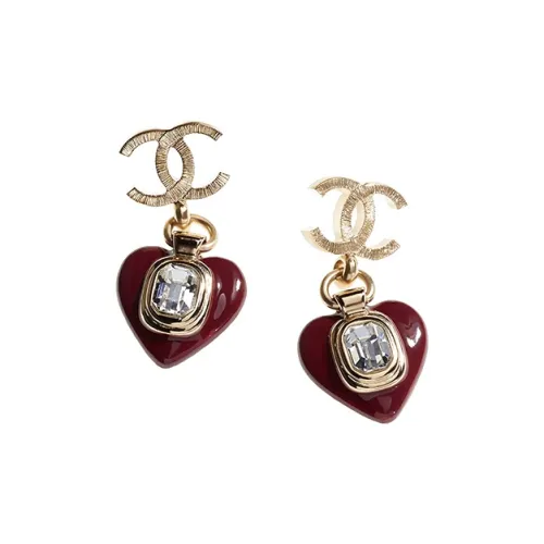 CHANEL Earrings Women's Burgundy