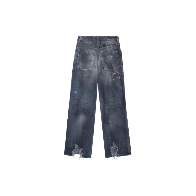 Balenciaga Casual Pants Loose Fit Style Unisex Blue-1