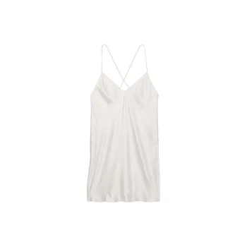 Victoria's Secret Satin Open-Back Slip Nightgown Women's Coconut White