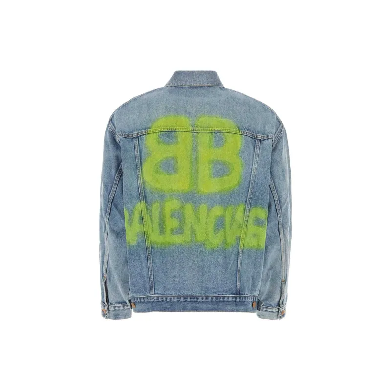Balenciaga Large Fit Grafitti Backlogo Denim Jacket-9