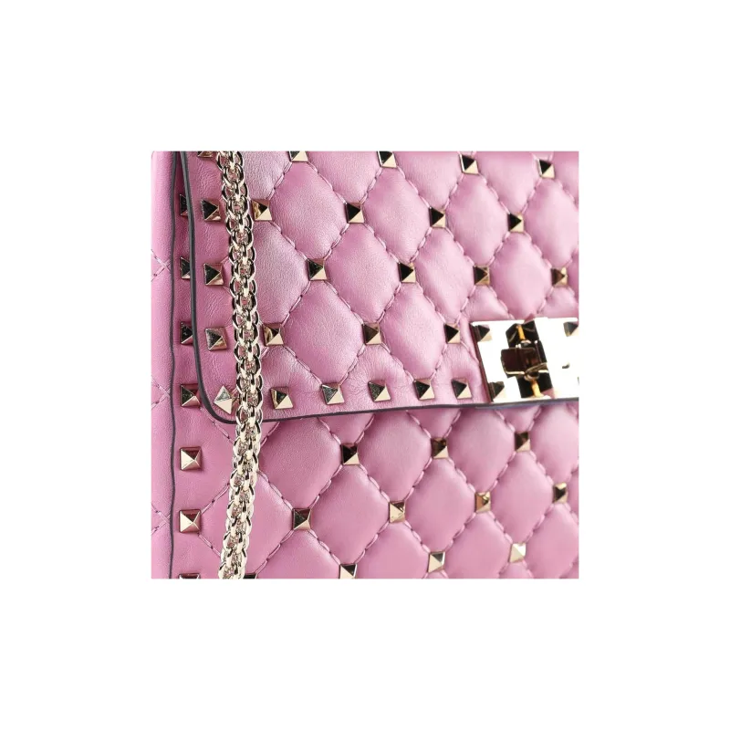 Valentino ROCKSTUD SPIKE Sheepskin Shoulder Bag Crossbody Bag Medium Size Women's Pink-4