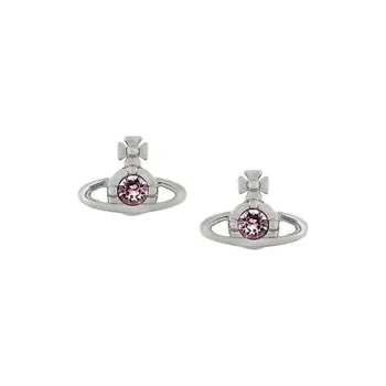 Vivienne Westwood Crystal Stud Earrings Unisex Silver/Pink Purple Diamond